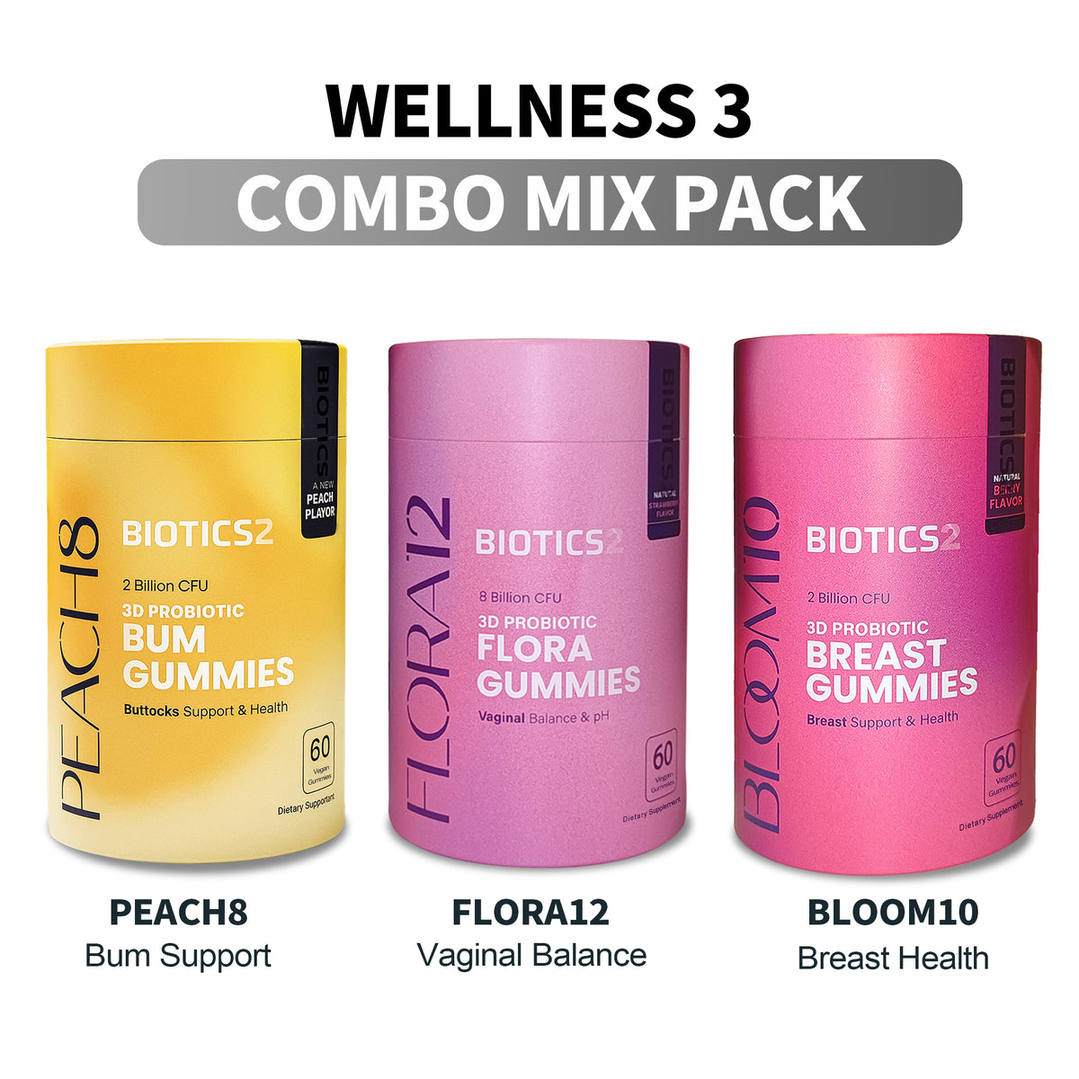 Biotics2 Holistic Wellness 3 Pack - Bloom10, Peach8, Flora12