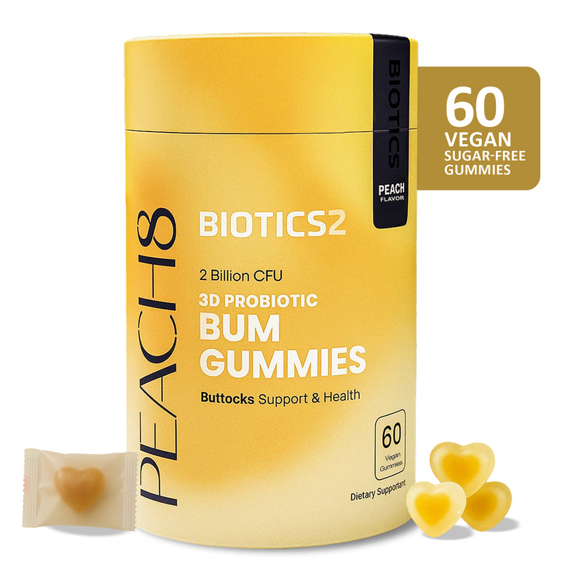 Peach8 by Biotics2 gummies, competitor product shown for comparison