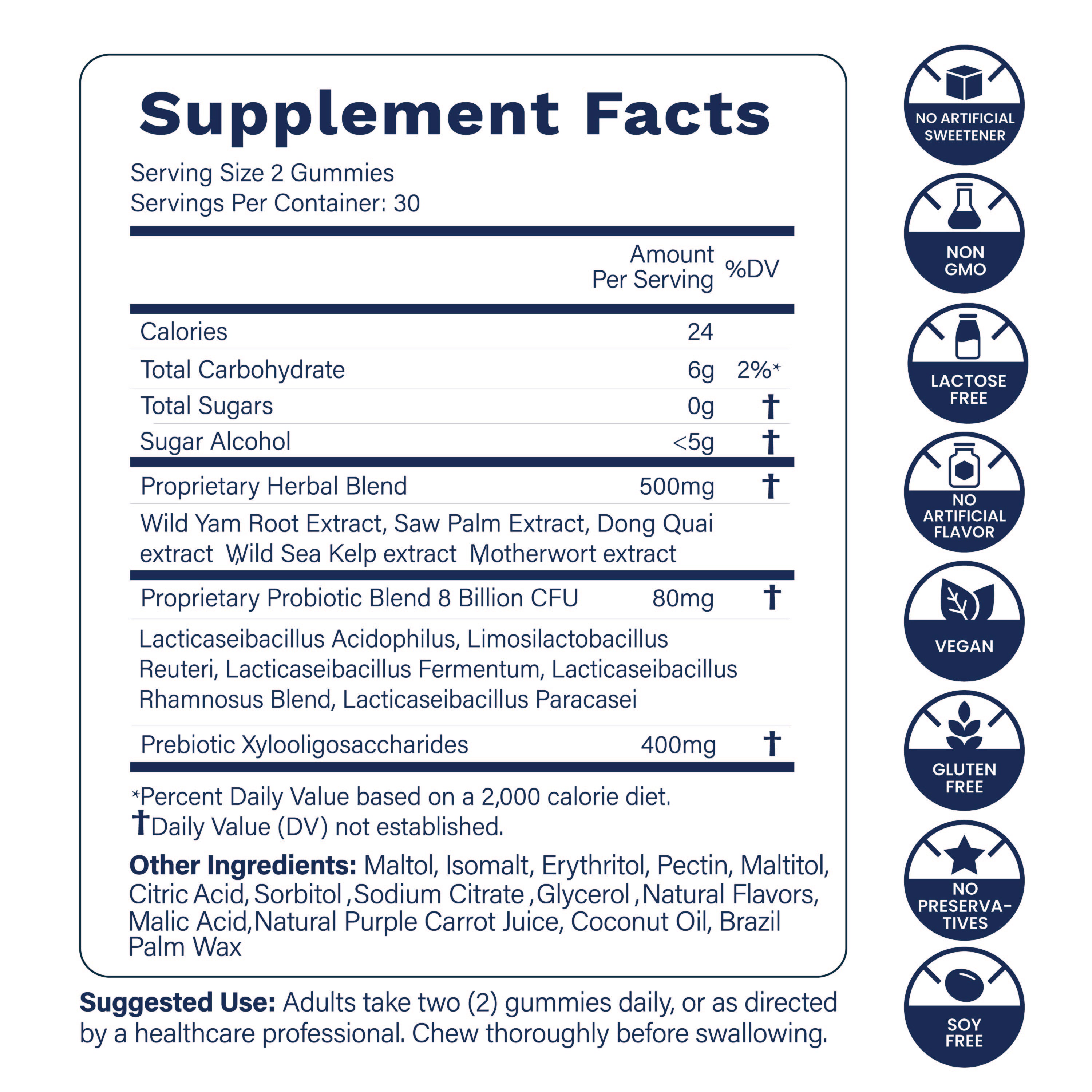 Flora12 3D Probiotic Vaginal Gummies - 8 Billion CFUs - Vegan